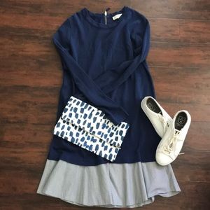 White and Warren navy + white casual dress